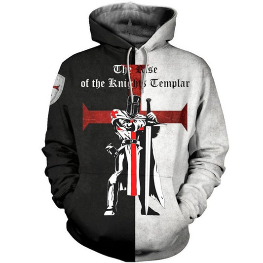 Retro Casual 3D Print Loose Drawstring Hoodie Men's Classic Pullover