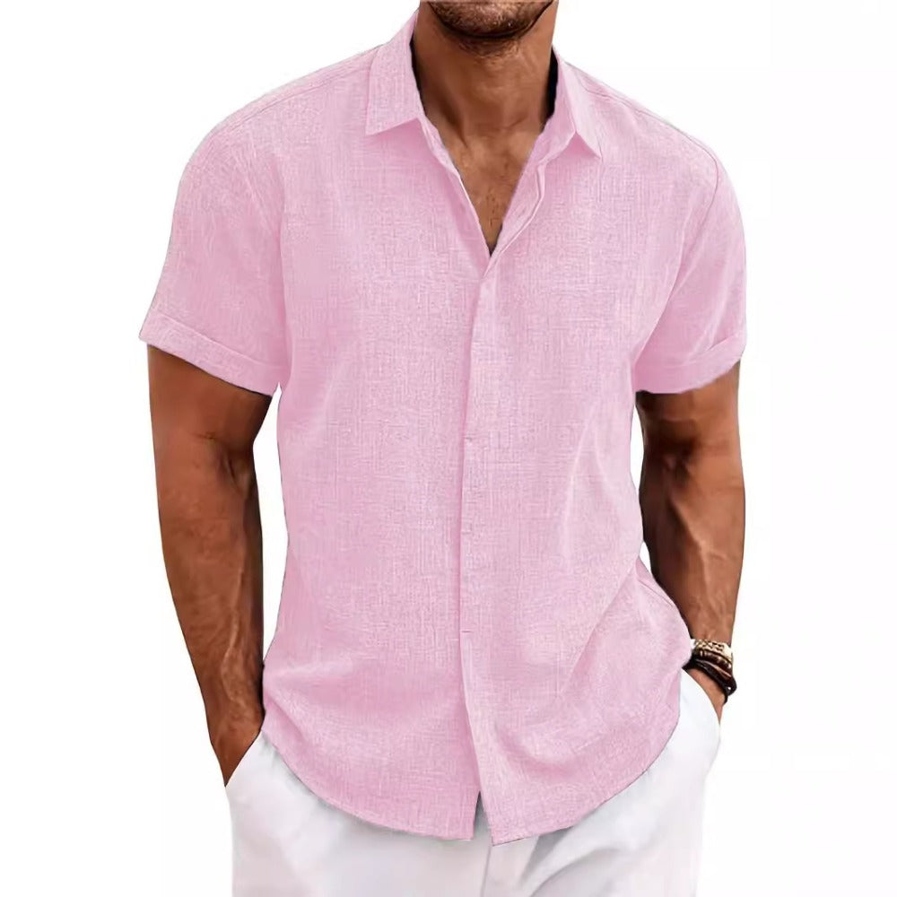 Summer Tie-Dye Light Mature Casual Linen Short Sleeve Shirt
