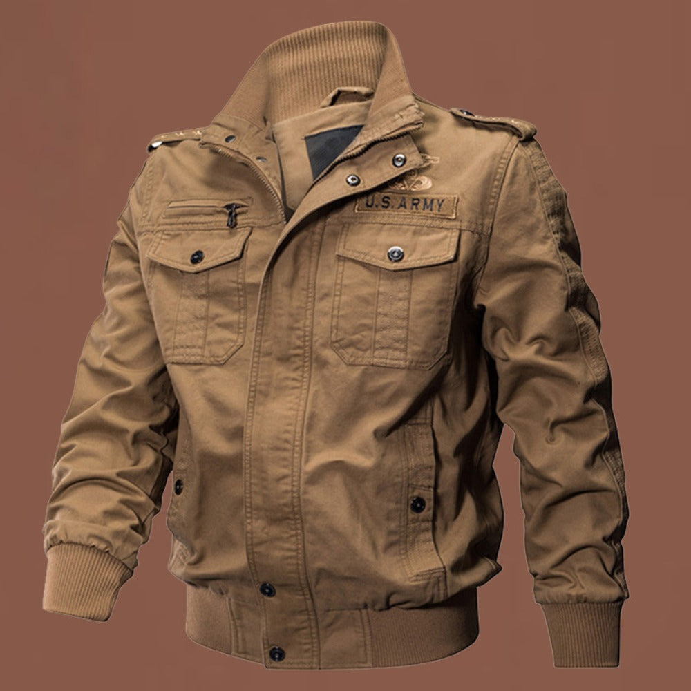 New Men's Multi-Pocket Workwear Stand Collar Jacket