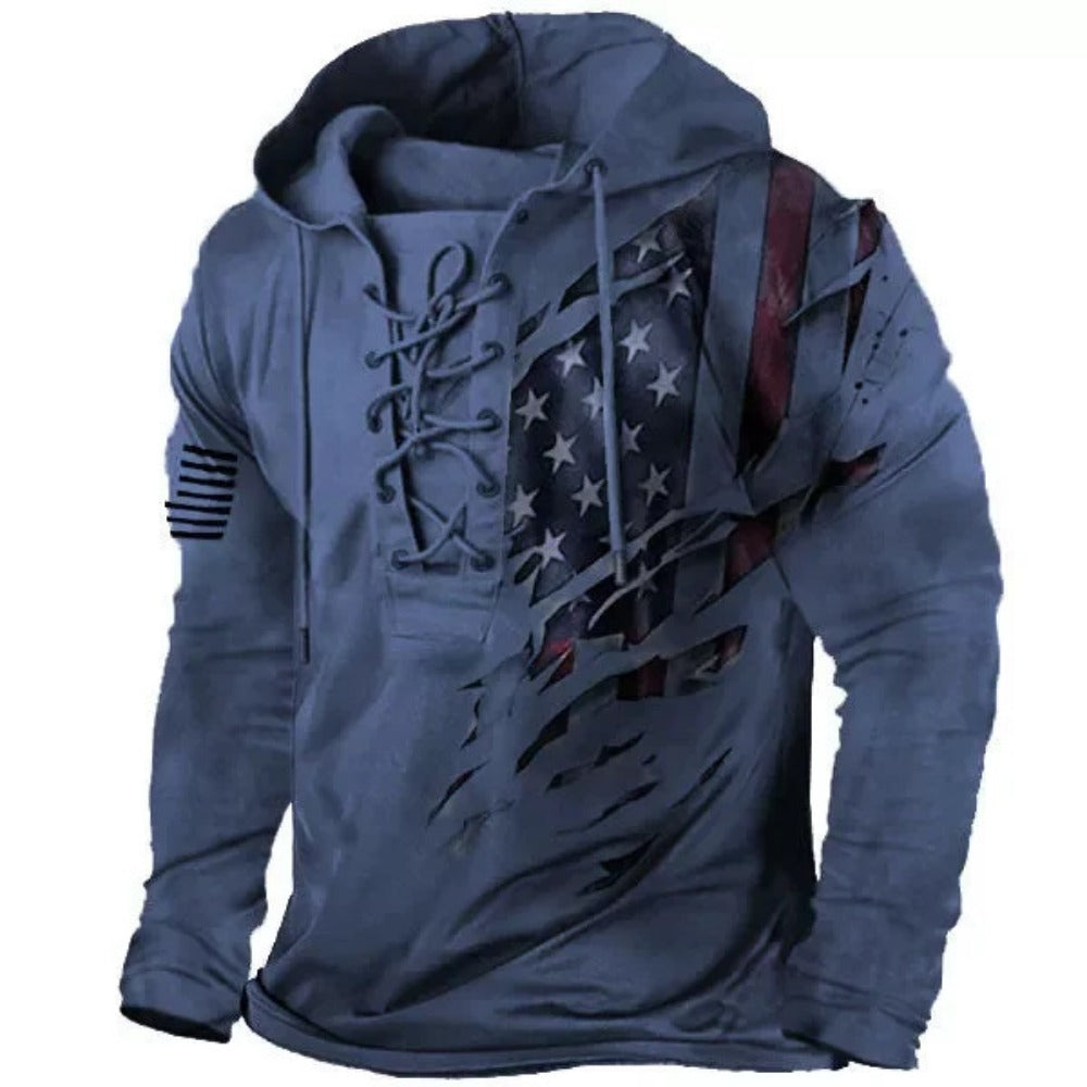 New Men's Drawstring Hoodie 3D Digital Print Casual Top