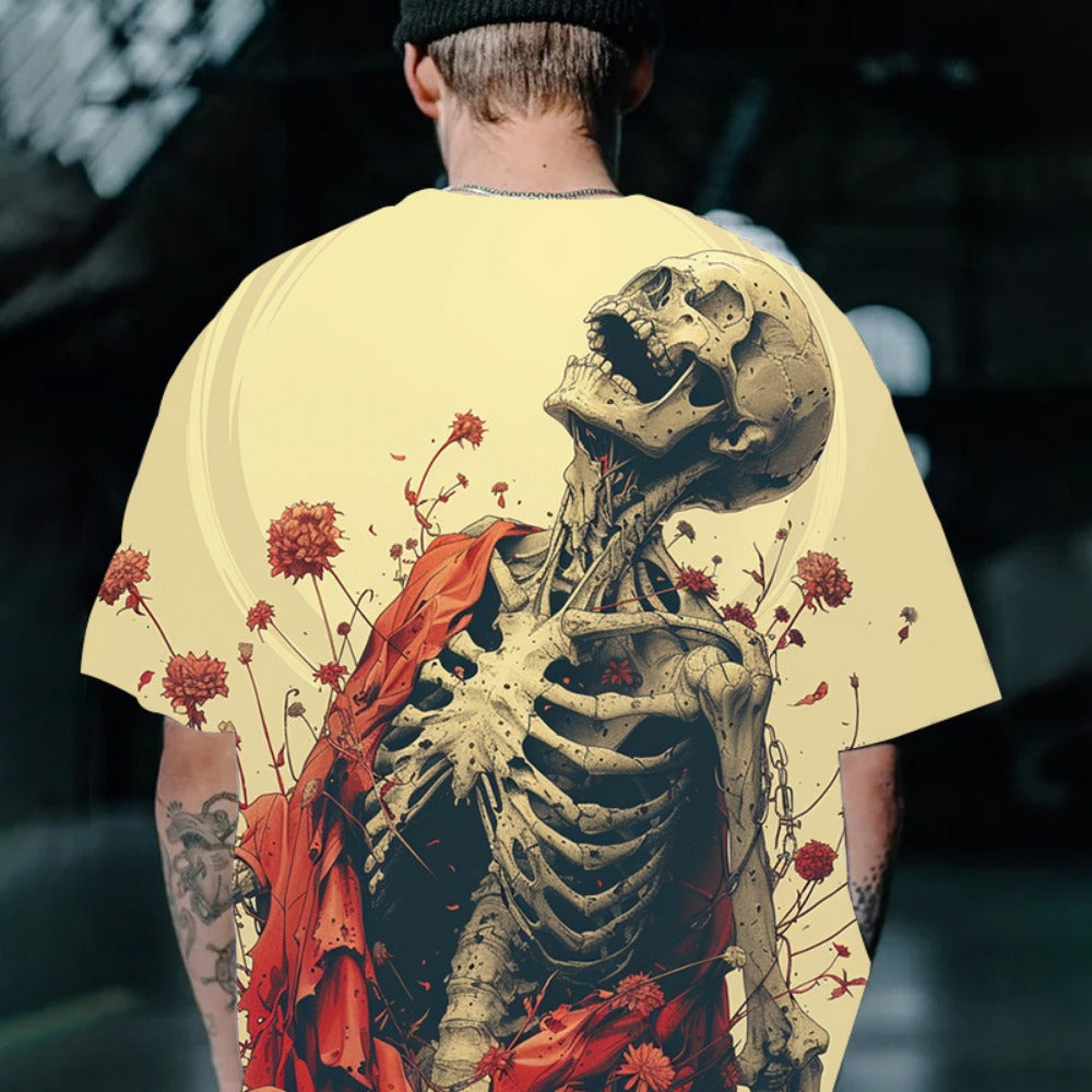Men's 3D Gold Coin Pattern Round-Neck Short-Sleeve Fashionable Summer Tee