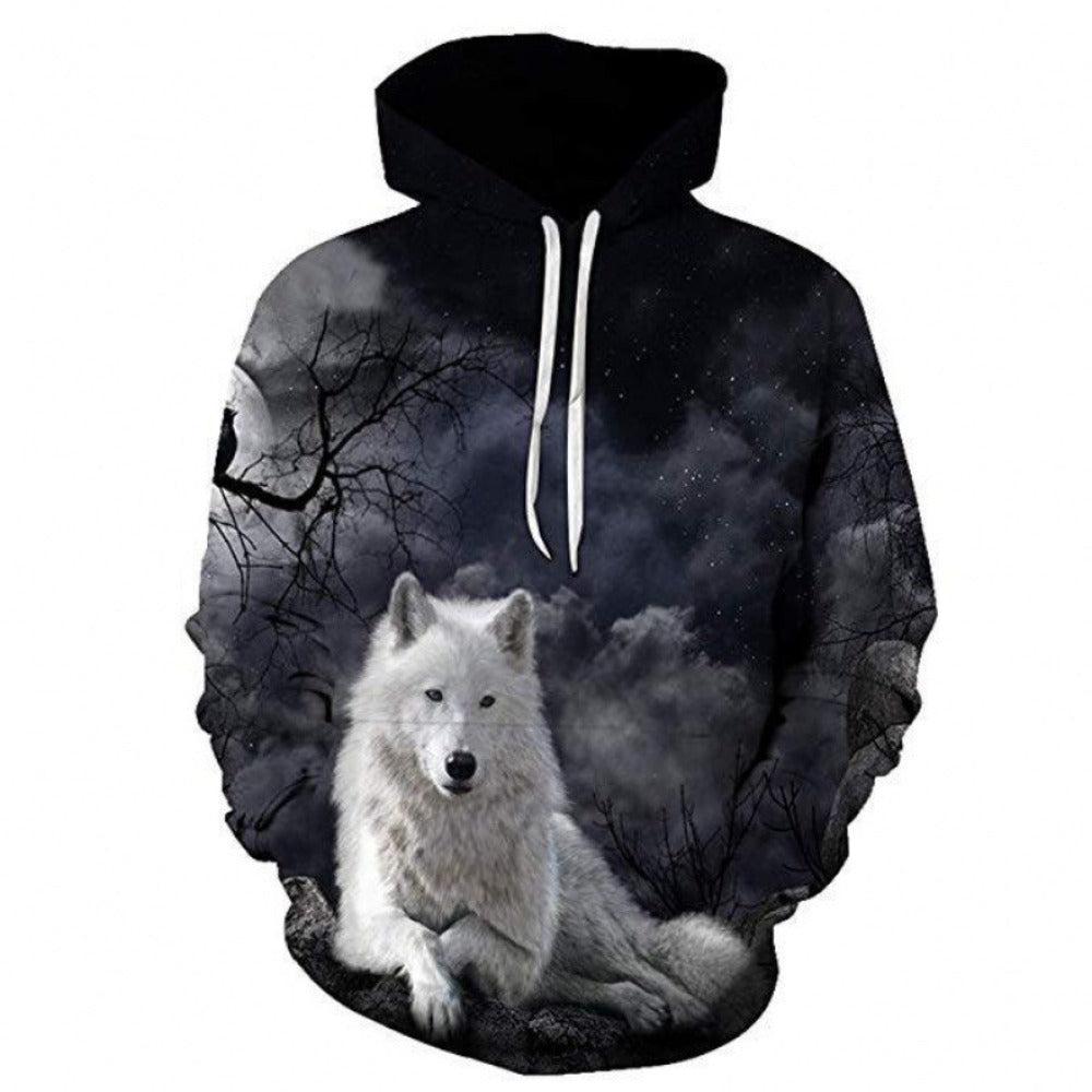 Bestseller Men's Hoodie 3D Printed Fierce Animal Wolf Fashion Trendy Pullover