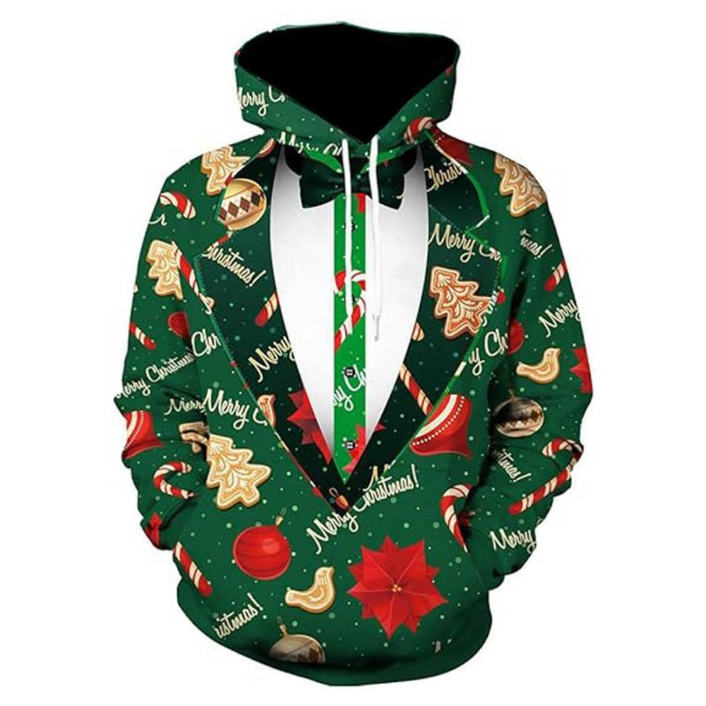 Christmas Men's Hoodie Trendy 3D Digital Print Loose Fit Streetwear