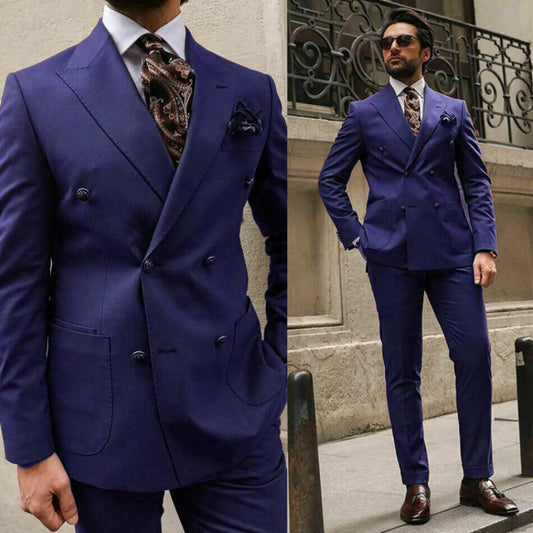 Brown Peak Lapel DoubleBreasted Groom's Formal Tailcoat Set