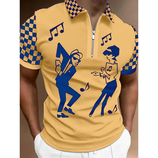 Hot Item Polo Shirt New Men's Polo Shirt 3D Digital Print Turn-Down Collar Short Sleeve Sport Shirt