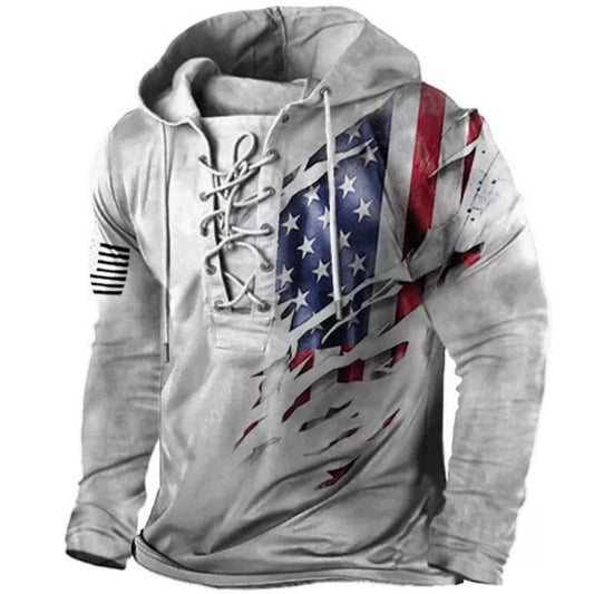 New Men's Drawstring Hoodie 3D Digital Print Casual Top