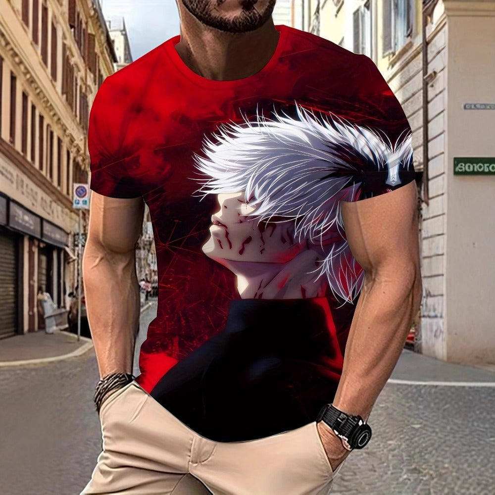2023 Summer Pirate Theme 3D Print Oversized Men's Round-Neck Tee