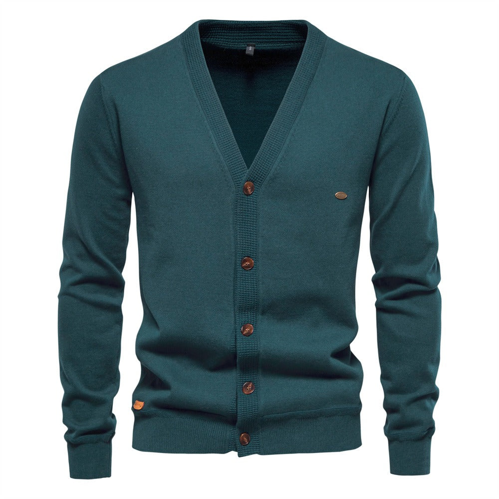 2025New Fall & Winter Men’s Cardigan Sweater - High-Quality Business Casual Solid Color Knitwear