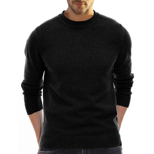 New Season Men’s Solid Color Round Neck Casual Base Layer Sweater