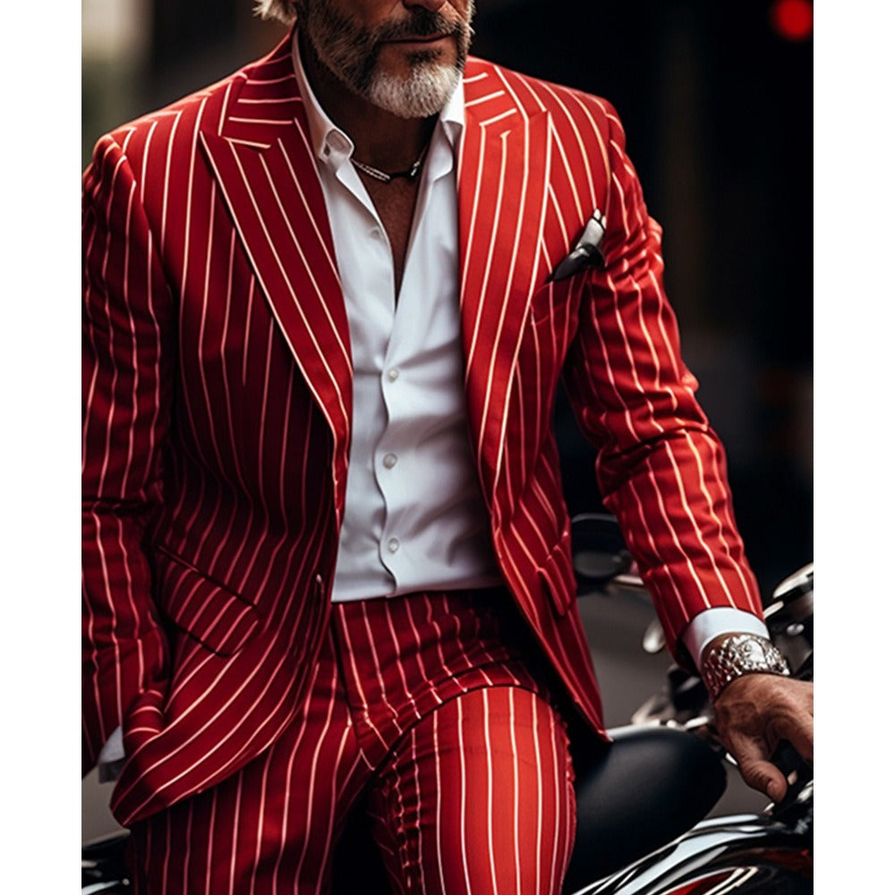New SpringAutumn Striped Suit Jacket  Men's CasualWedding Blazer