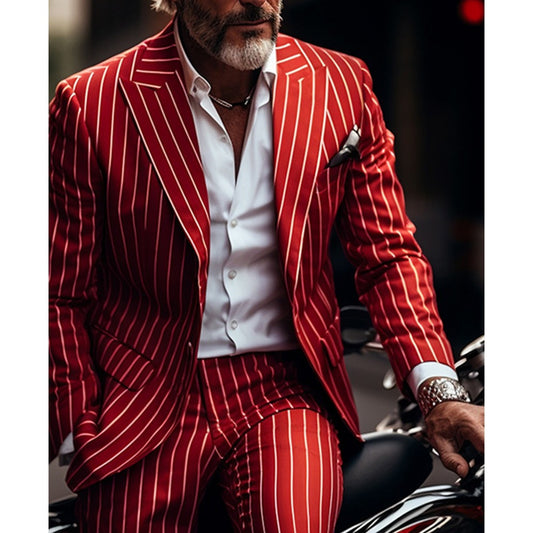 New SpringAutumn Striped Suit Jacket  Men's CasualWedding Blazer