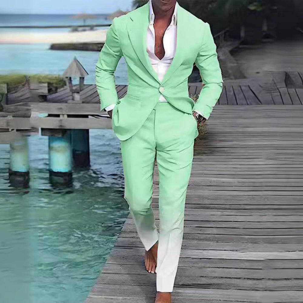 Digital Gradient Print TwoPiece OneButton Men's Suit Set