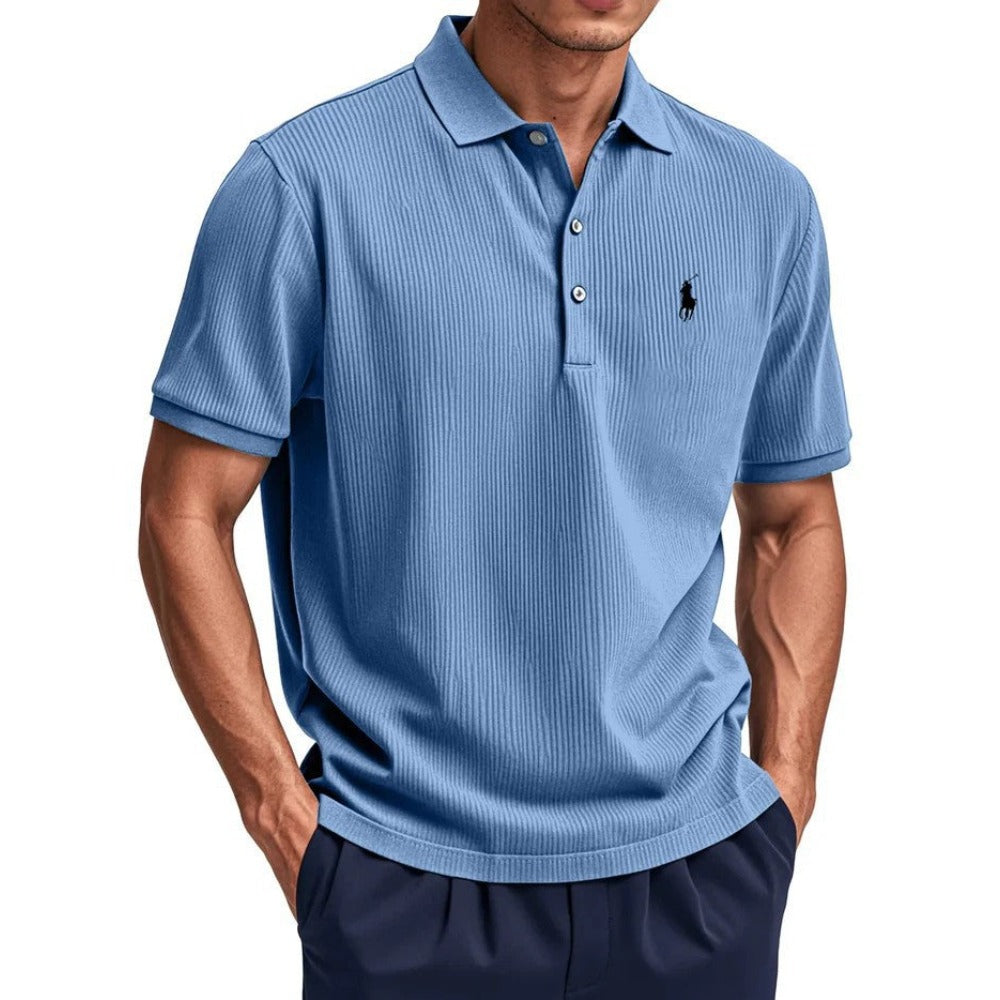 Summer New Men's Wear Casual Button Turn-Down Collar Polo Shirt Men White Black