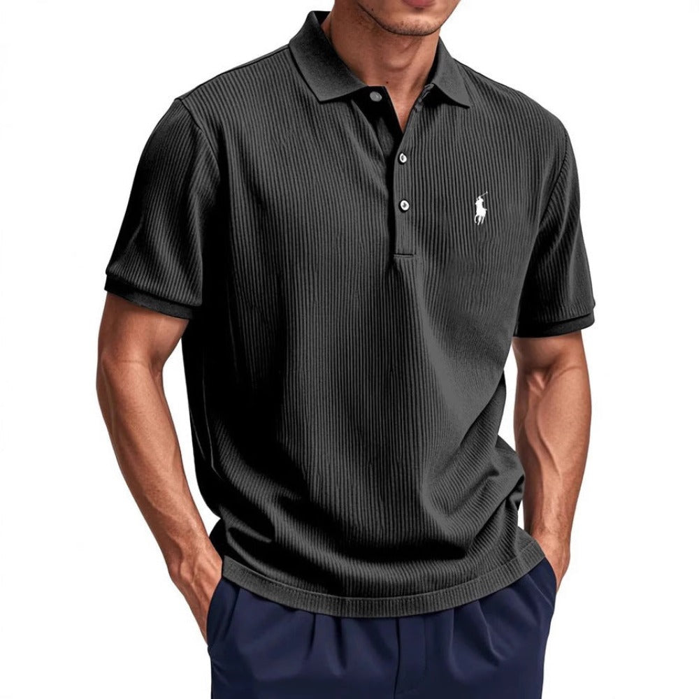 Summer New Men's Wear Casual Button Turn-Down Collar Polo Shirt Men White Black