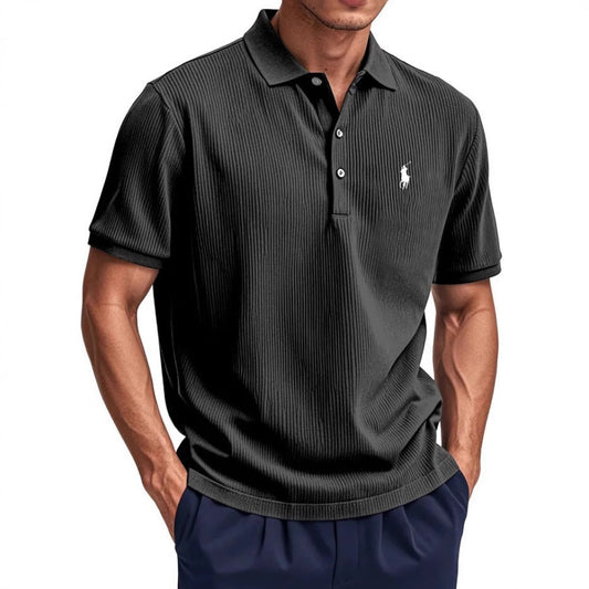 Summer New Men's Wear Casual Button Turn-Down Collar Polo Shirt Men White Black