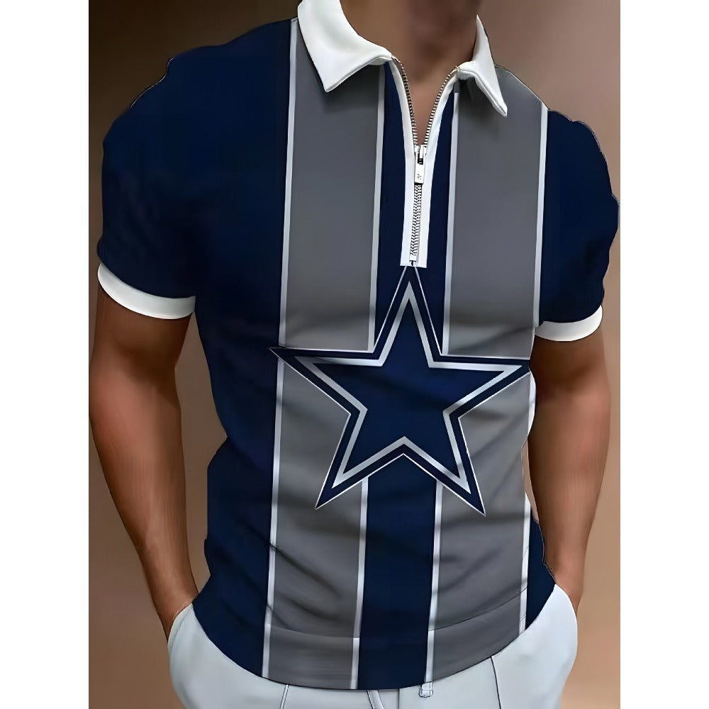3D Digital Print Short Sleeve Polo Shirt
