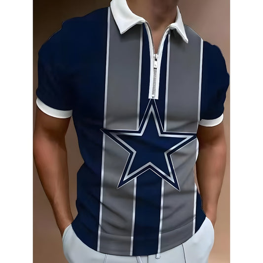 3D Digital Print Short Sleeve Polo Shirt
