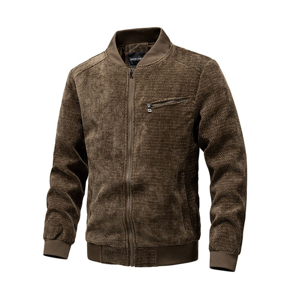 Men's Heavyweight Linen-Inspired Multi-Zip Retro Jacket