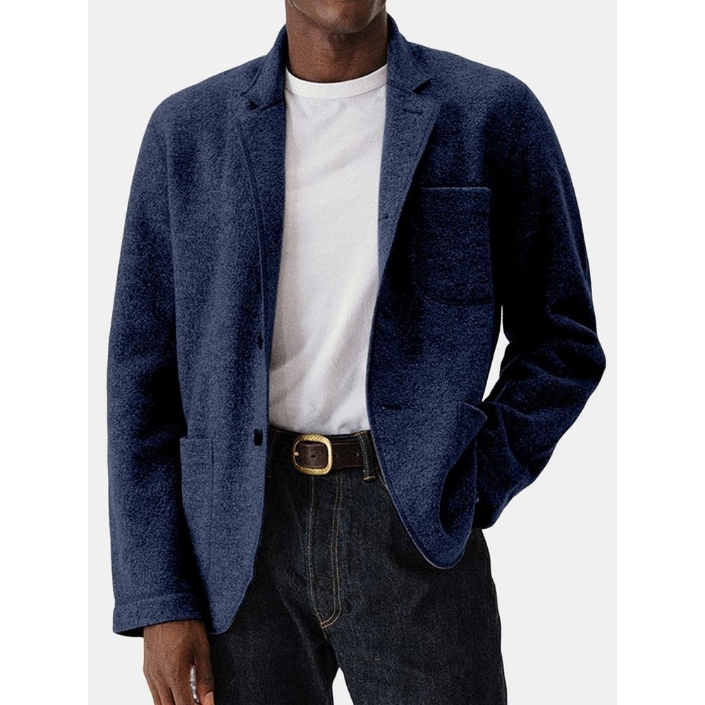 New Men's Solid Color Trendy Wool Blend Jacket
