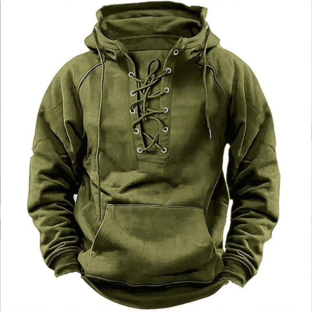 Spring Men's Solid Color Hoodie Youth Multi-Pocket Casual Wear