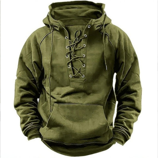 Spring Men's Solid Color Hoodie Youth Multi-Pocket Casual Wear