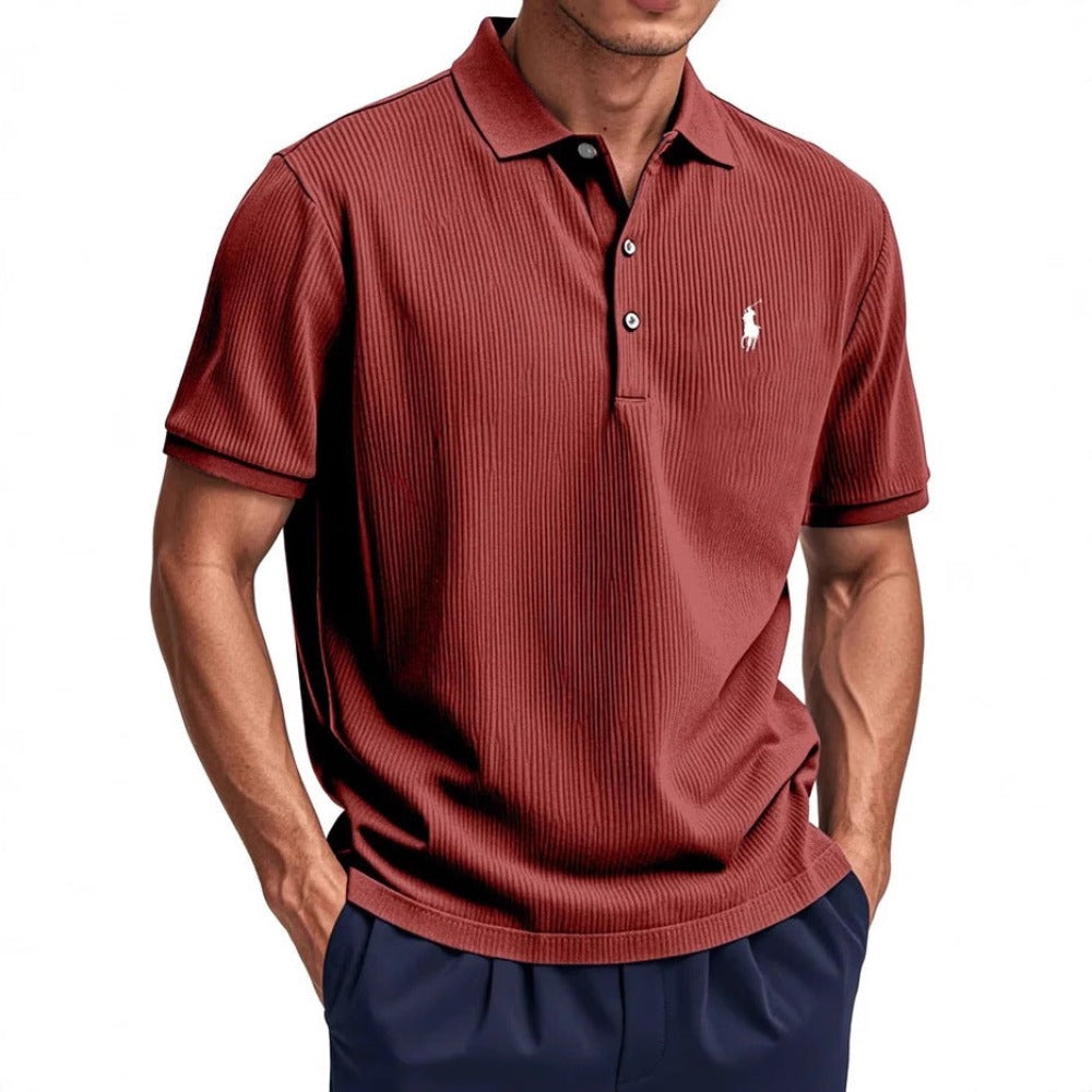 Summer New Men's Wear Casual Button Turn-Down Collar Polo Shirt Men White Black