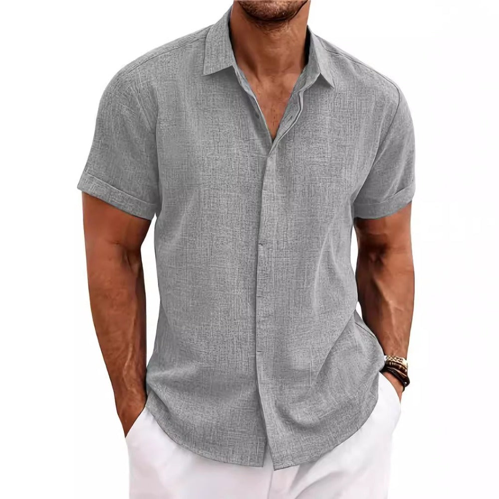 Summer Tie-Dye Light Mature Casual Linen Short Sleeve Shirt