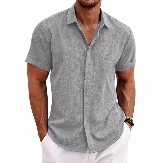 Summer Tie-Dye Light Mature Casual Linen Short Sleeve Shirt