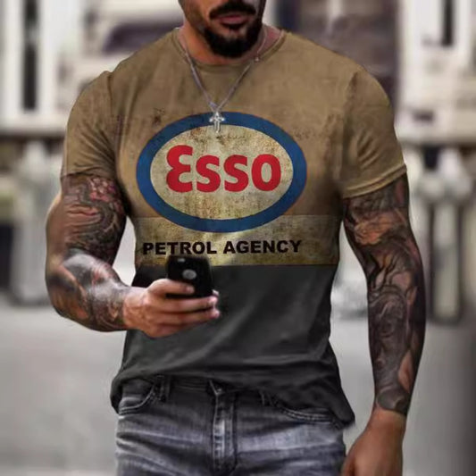 Summer Men's Camouflage Polyester Sporty Oversized 3D Print T-Shirt