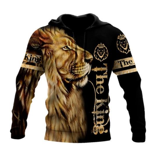 Lion Tiger 3D Digital Print Hooded Sweatshirt Men's Spring/F Autumn Casual Sportswear
