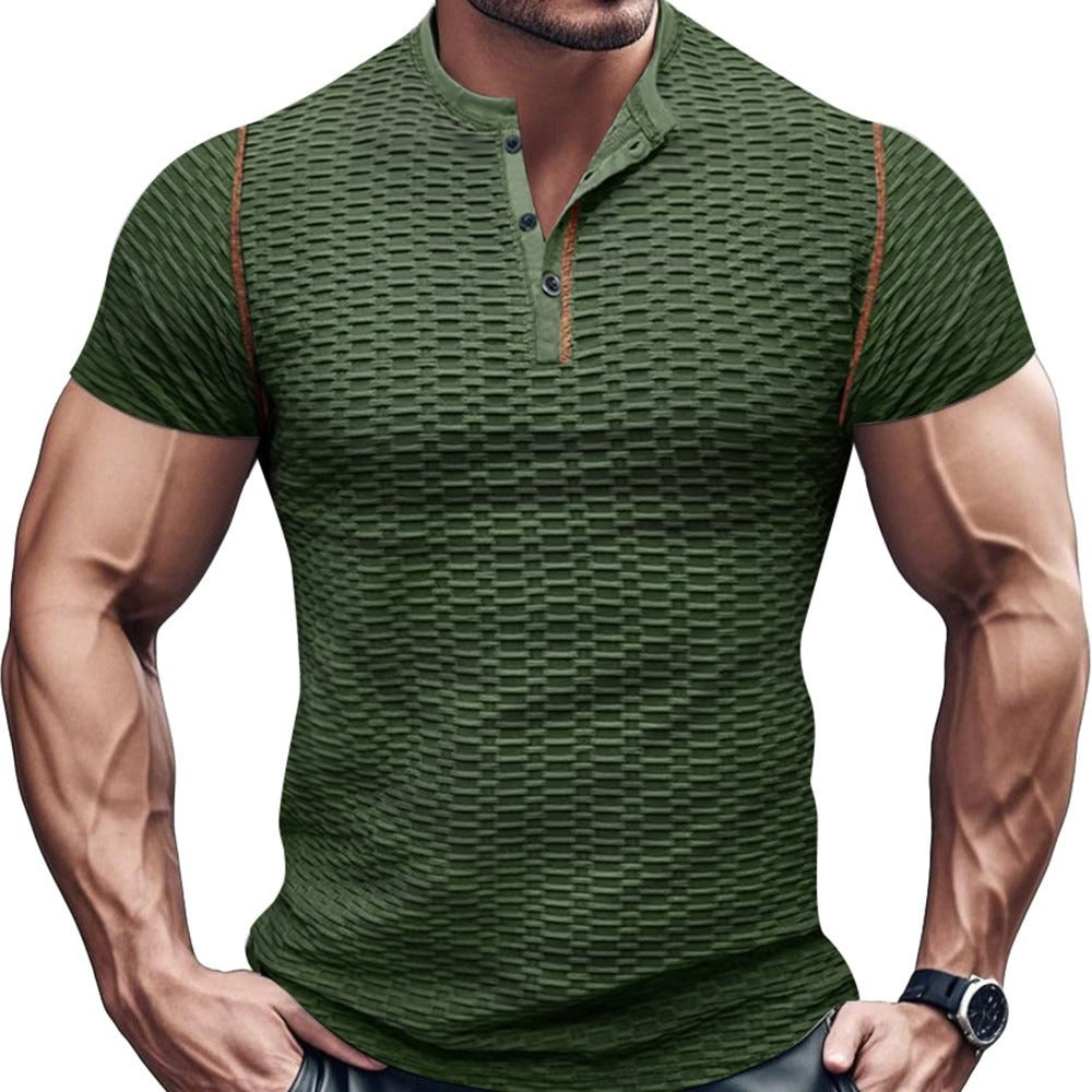 Fitness Muscle Fit Breathable Henley Men's Sportswear Tee