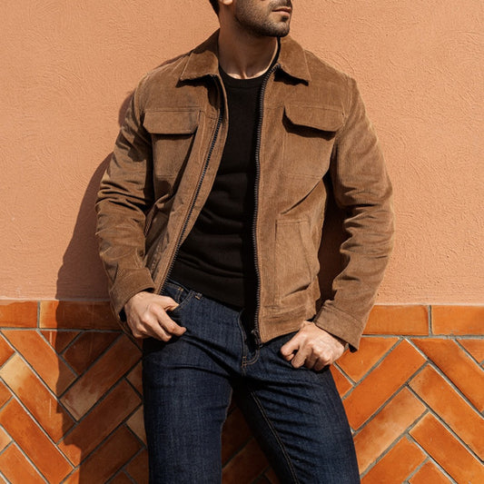 New Retro Corduroy Lapel Men's Jacket