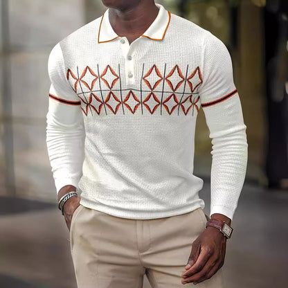 E-Commerce New Men's Top Geometric Pattern 3D Print Casual Turn-Down Collar Polo Shirt