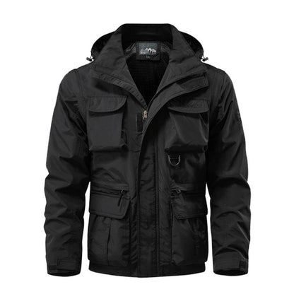 Euro-Size Men's Multi-Pocket Workwear Hooded Casual Jacket