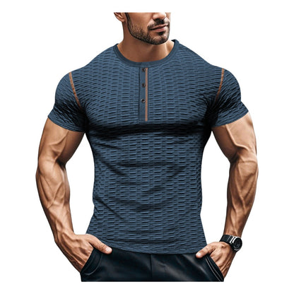 Fitness Muscle Fit Breathable Henley Men's Sportswear Tee