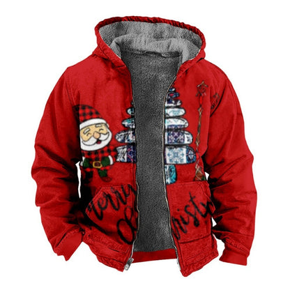 Hot Fleece-Lined Winter Padded Coat Men's Double-Layer Warm Hooded Jacket