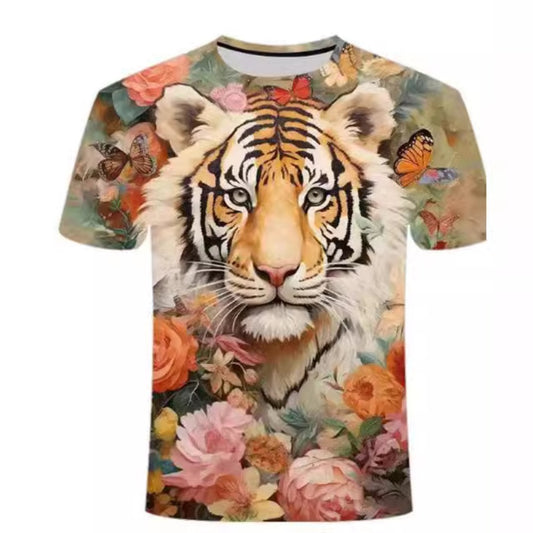 3D Animal Print Men's Fashion Long-Sleeve Round-Neck T-Shirt