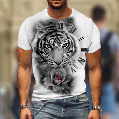 Lion vs Beast 3D Print Men's Oversized Short-Sleeve Summer T-Shirt