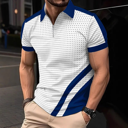 Summer Fashion 3D Print Breathable Quick-Dry Color-Block Men's Polo Shirt Sport Polo Shirt