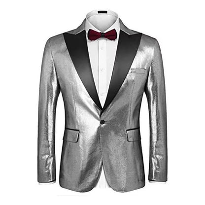 New KoreanStyle Men's Stage Suit  Blue NightclubEvening Sequined Blazer