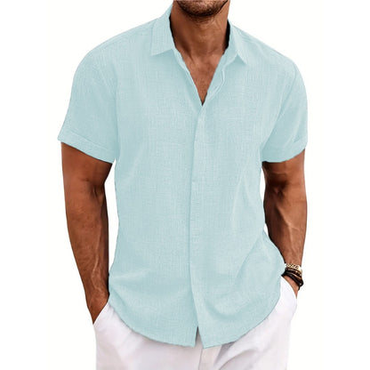 Summer Tie-Dye Light Mature Casual Linen Short Sleeve Shirt