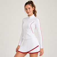Women’s Padel Zip-Up Pleated Court Sets White