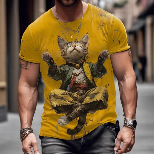 Summer Men's 3D Digital Printed Animal Pattern Trendy Short-Sleeve Tee