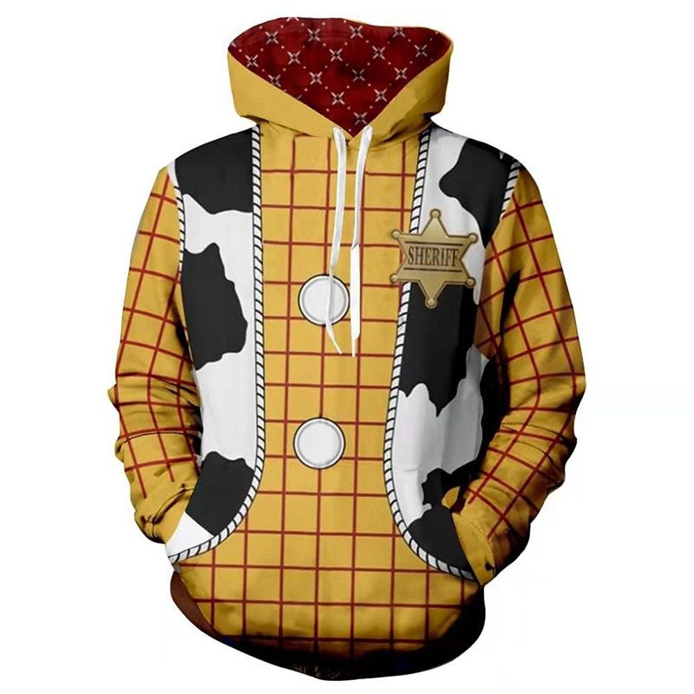 Retro Casual 3D Print Loose Drawstring Hoodie Men's Classic Pullover