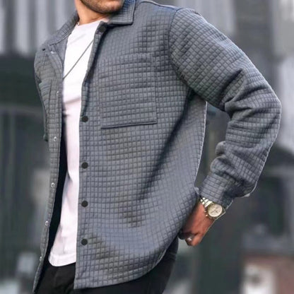 Bestseller Men's Casual Plaid Long-Sleeve Shirt Jacket Open-Front Coat