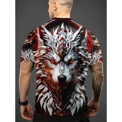 Western Dragon 3D Print Men's Summer O-Neck Short-Sleeve Tee
