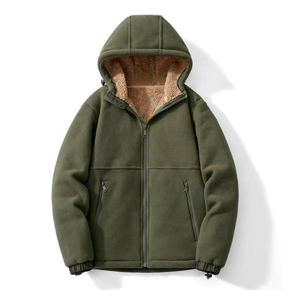 Men's Fleece Jacket New Heavyweight Casual Sherpa-Lined Warm Zip-Up Hoodie