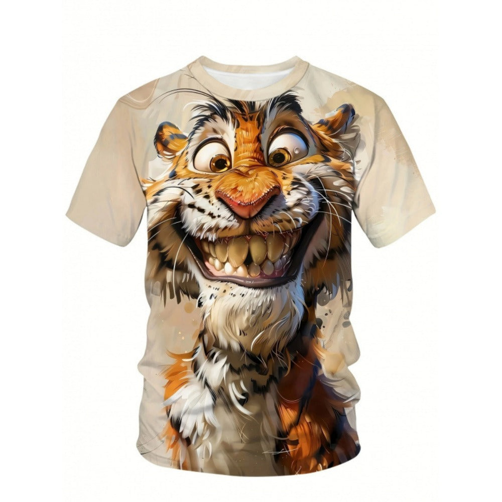New Long-Sleeve Henley Neck 3D Digital Print Men's Trendy Tee