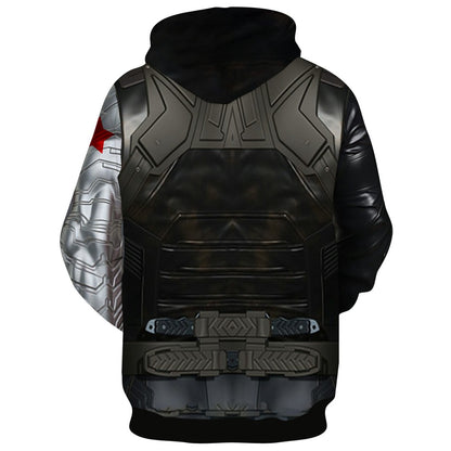 Winter Soldier 3D Print Men's Zip-Up Hoodie Cosplay Jacket