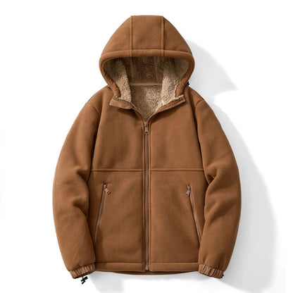 Men's Fleece Jacket New Heavyweight Casual Sherpa-Lined Warm Zip-Up Hoodie